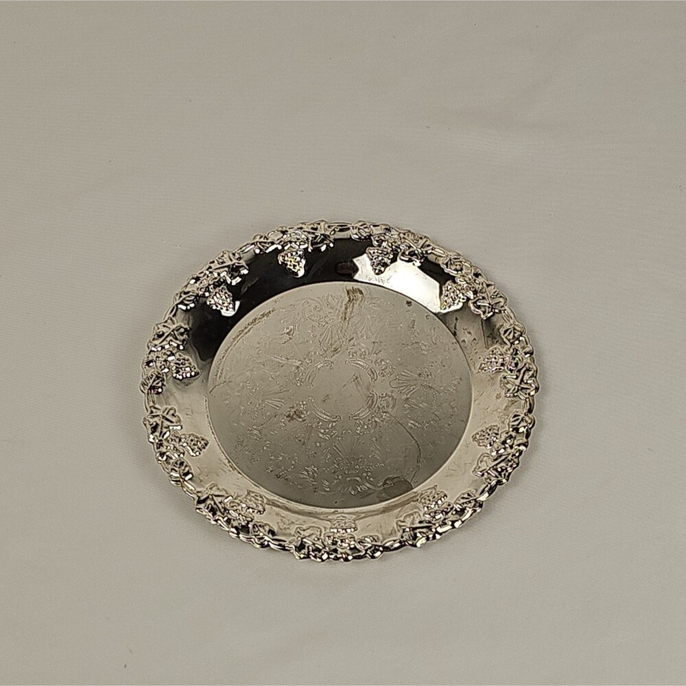 Metal Silver In Color Candy Dish Or Trinket Dish Made In Hong Kong